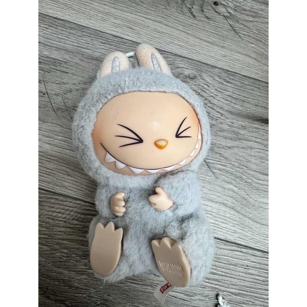 POP MART The Monsters Labubu Plush Pendant Grey Bunny 6" Keychain